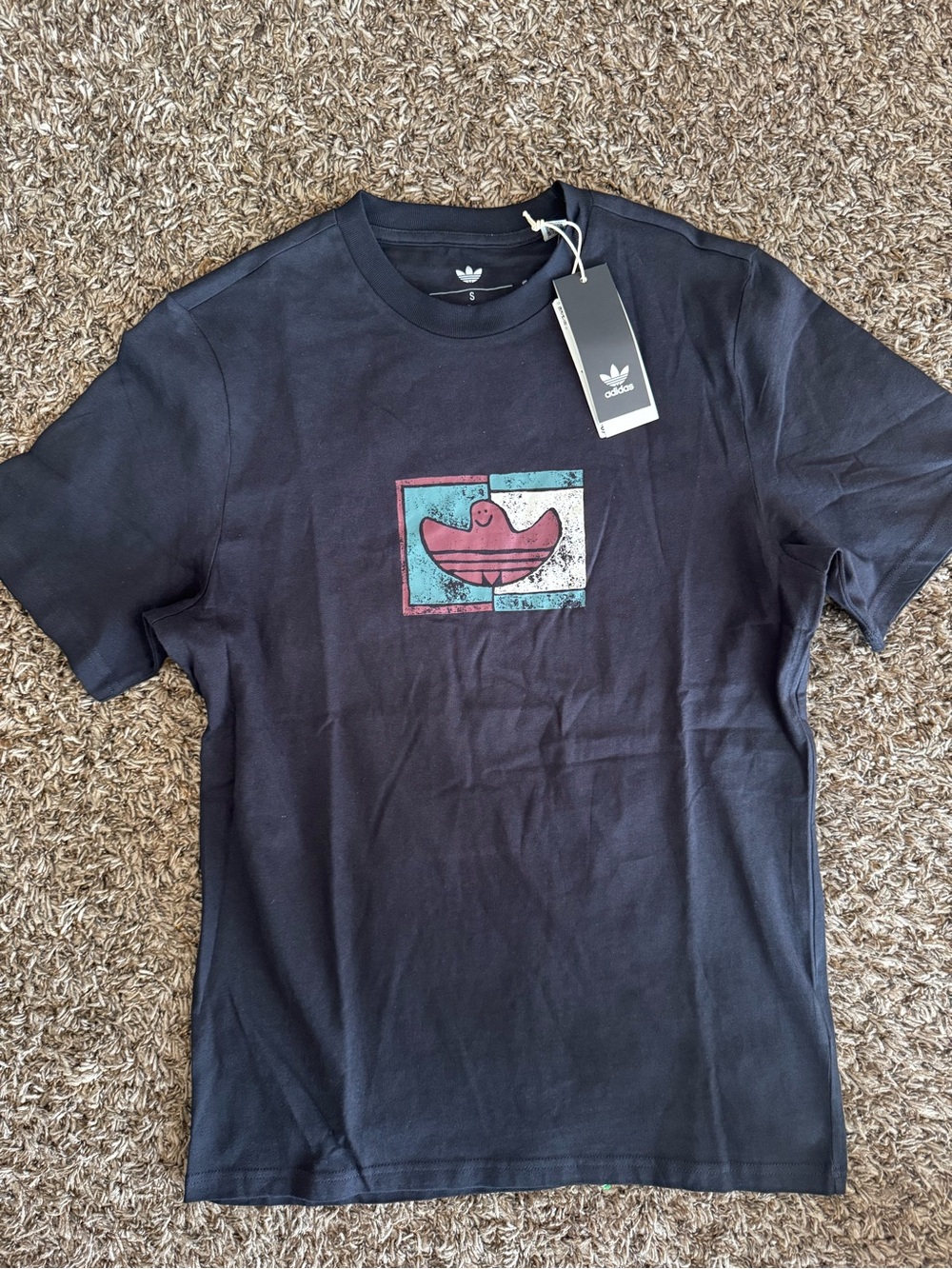 adidas Shmoo G Tee 3 Black Short-Sleeve Tee with Retro Trefoil Patch